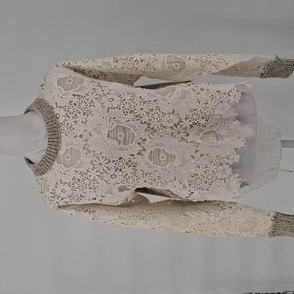 SEE BY CHLOE Women’s Lace Pullover Sweater Milk Color Size Medium - Picture 4 of 13